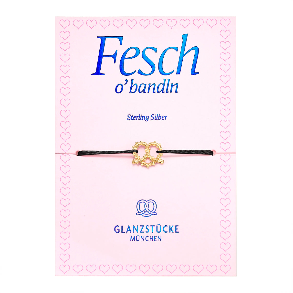 Armband Sterling Silber gelbgold Textil (schwarz)