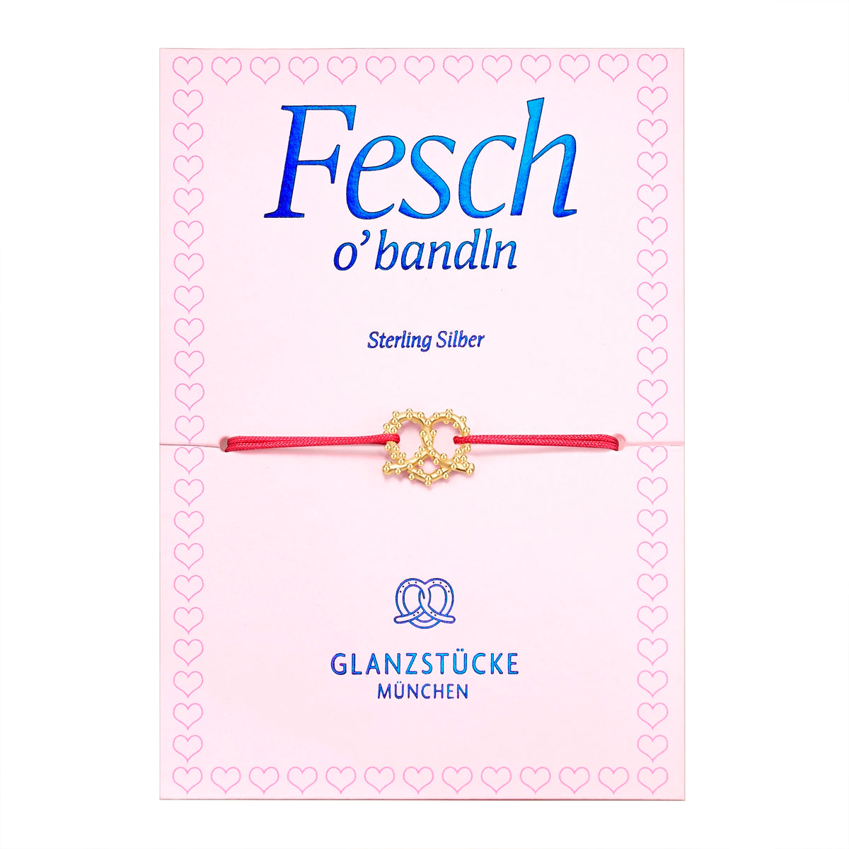 Armband Sterling Silber gelbgold Textil (rot)