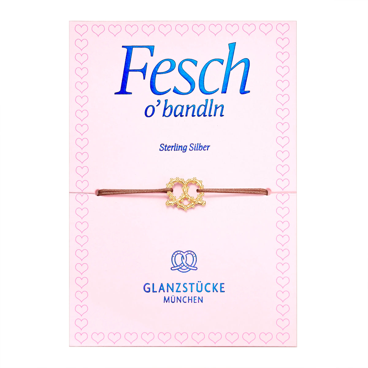 Armband Sterling Silber gelbgold Textil (braun)