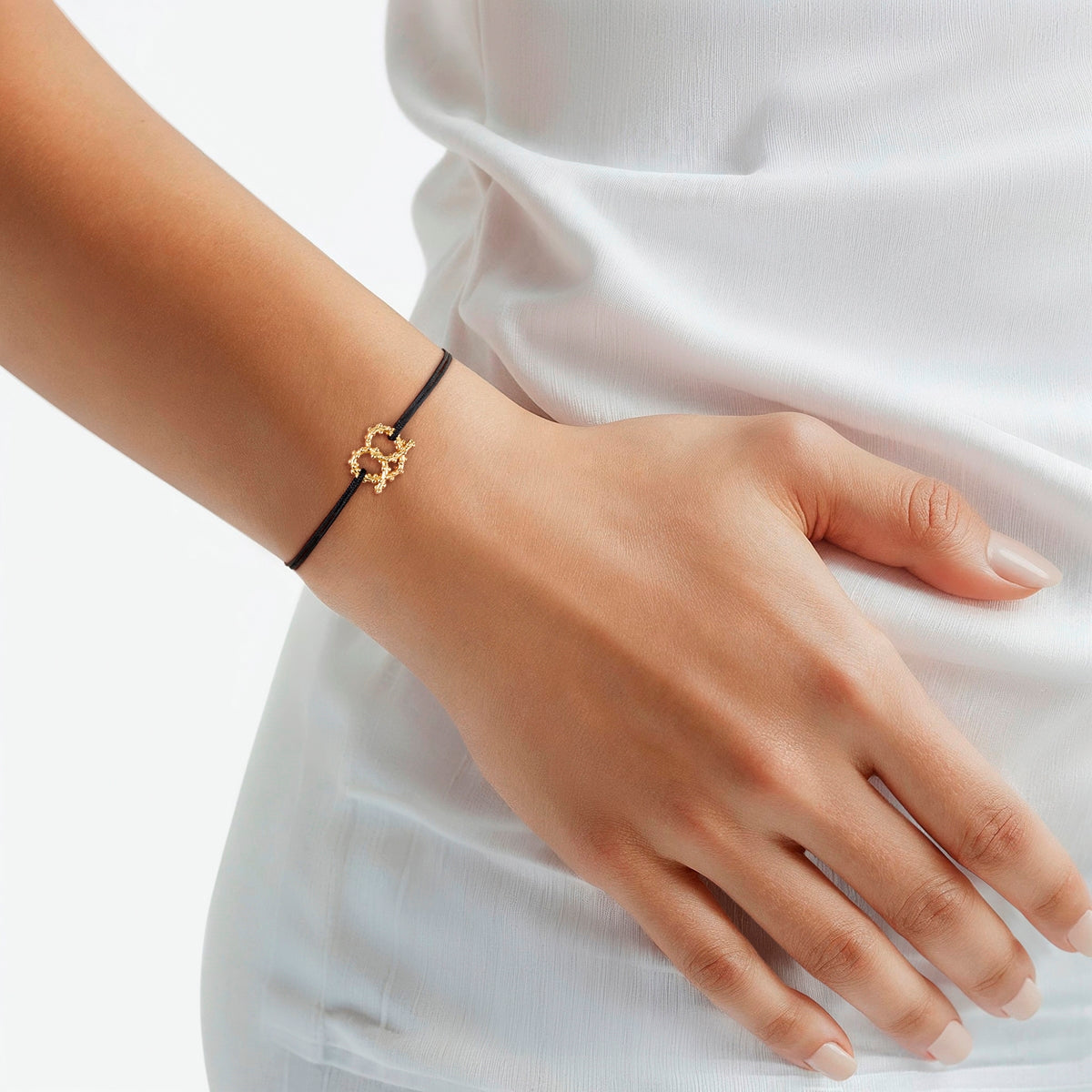 Armband Sterling Silber gelbgold Textil (schwarz)