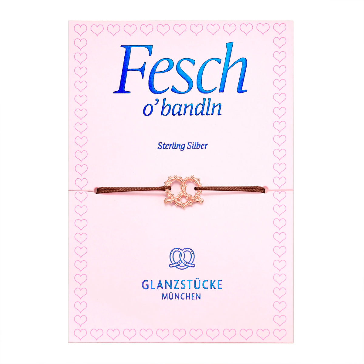 Armband Sterling Silber roségold Textil (braun)