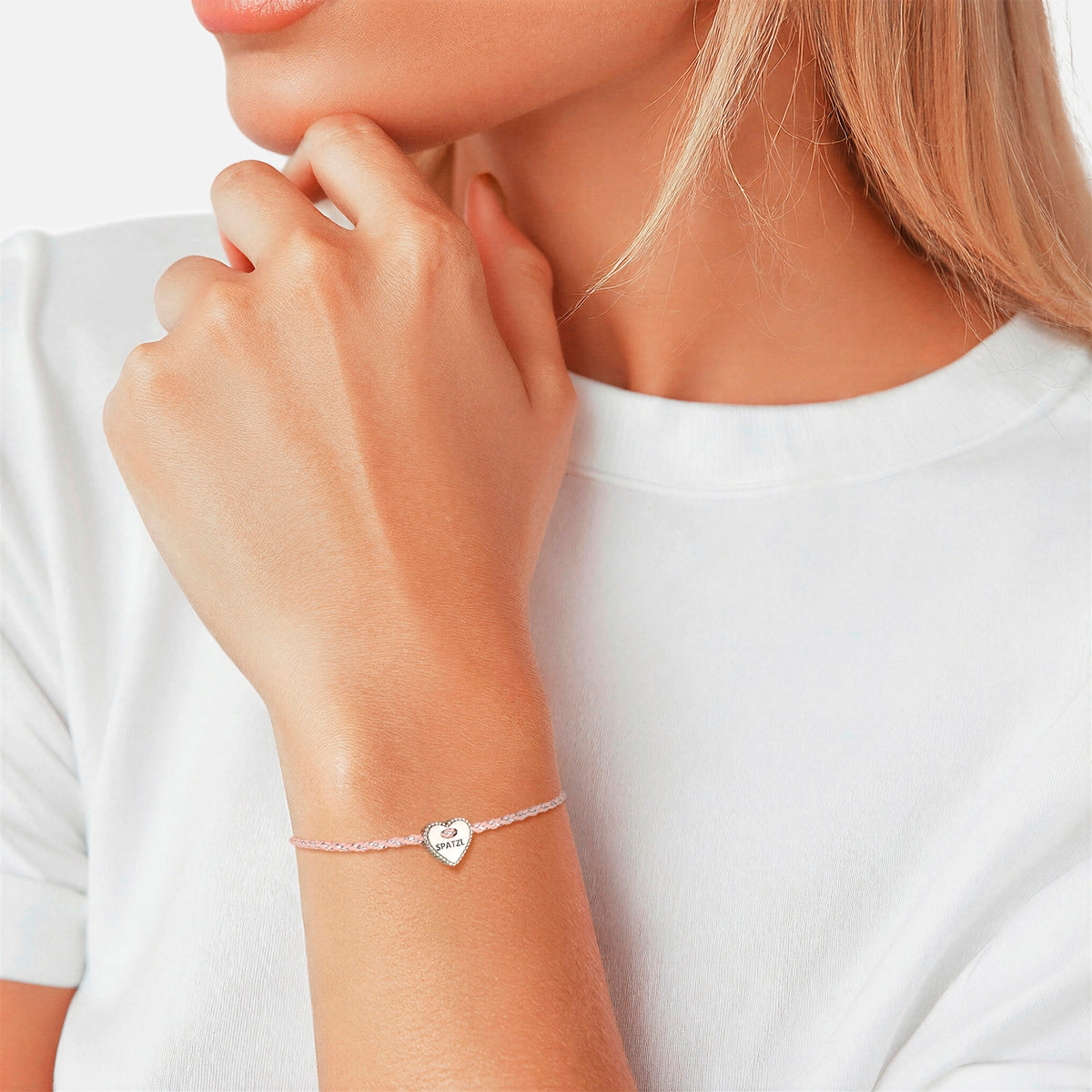 Armband Sterling Silber Textil (rosa)