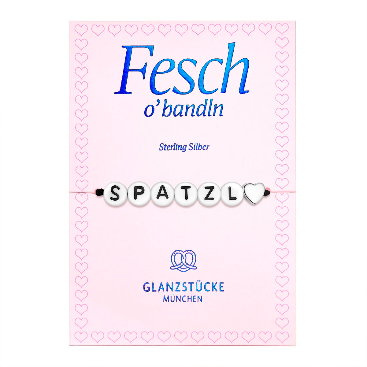 Armband Sterling Silber Textil (schwarz)