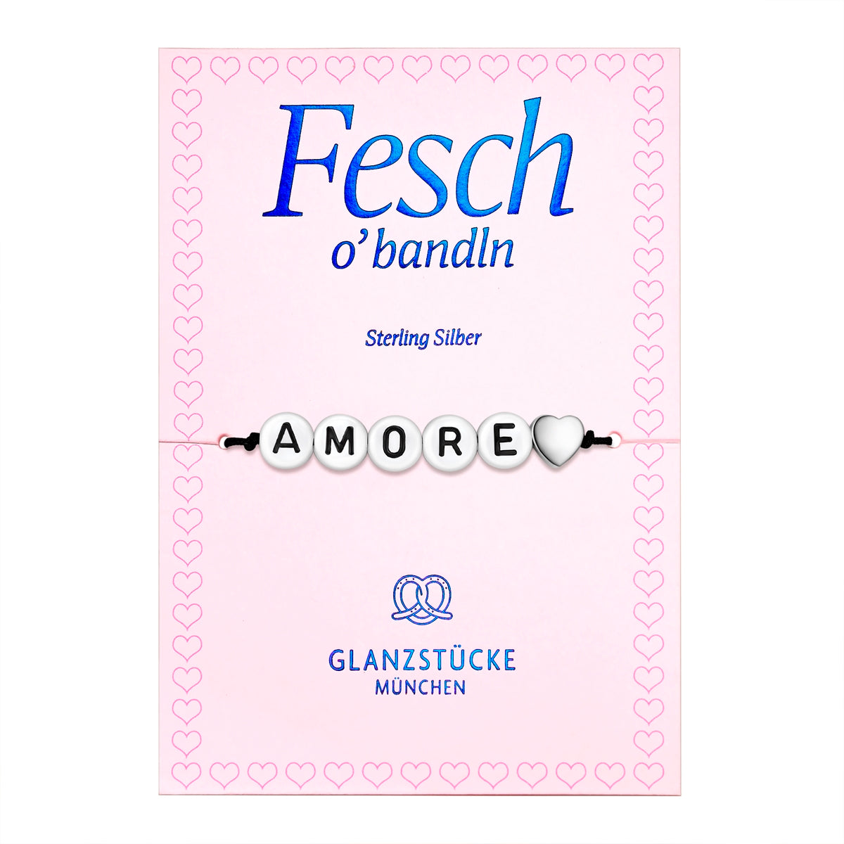 Armband Sterling Silber Textil (schwarz)