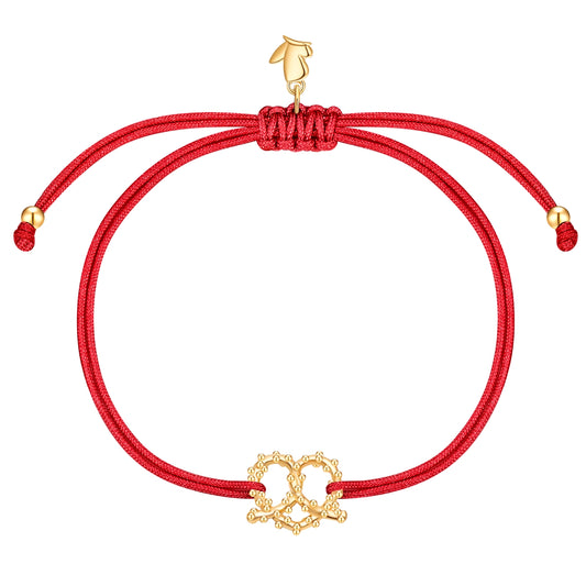 Armband Edelstahl gelbgold Textil (rot)