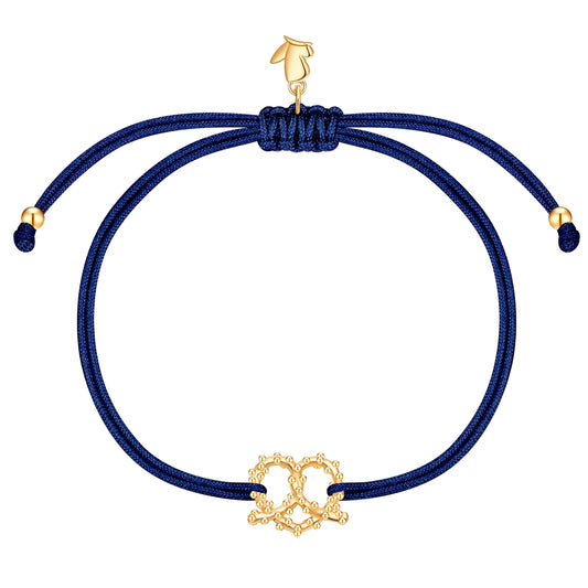 Armband Edelstahl gelbgold Textil (marineblau)