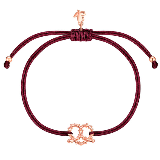 Armband Edelstahl roségold Textil (weinrot)