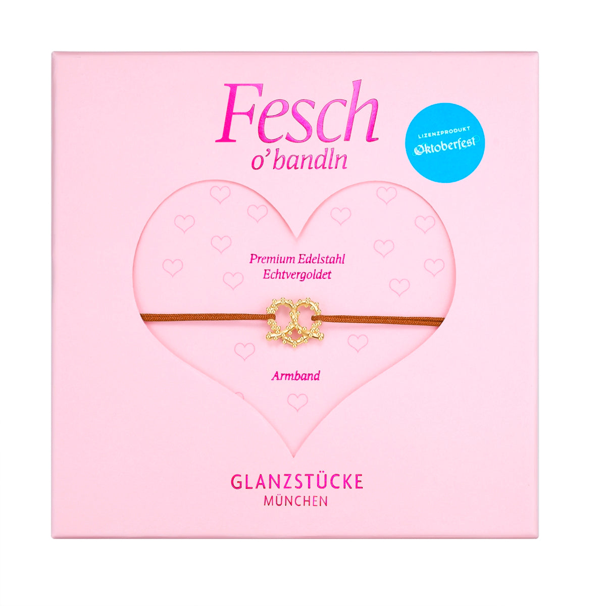 Armband Edelstahl gelbgold Textil (hellbraun)
