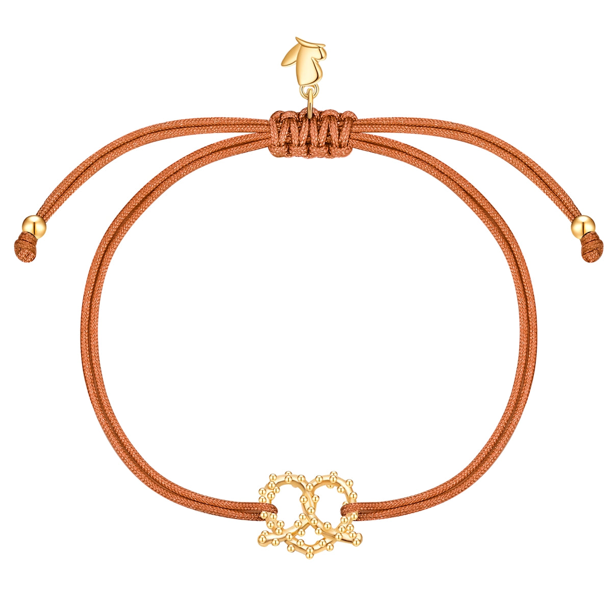 Armband Edelstahl gelbgold Textil (hellbraun)