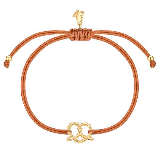 Armband Edelstahl gelbgold Textil (hellbraun)