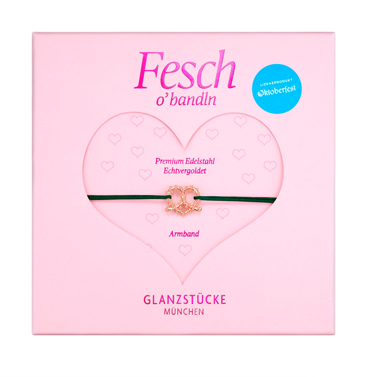 Armband Edelstahl roségold Textil (waldgrün)