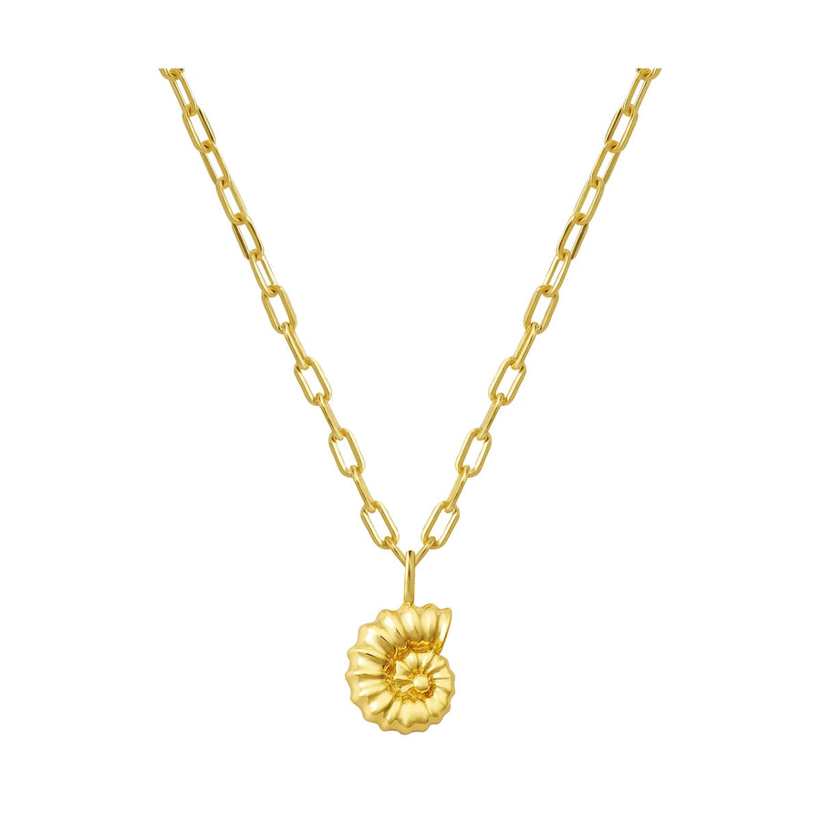 Goldfarbene Gliederkette mit Sonnenanhänger.